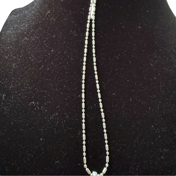 Silver and Gray Pearl Necklace, Pendant, Brooch Pin Set with Crystal Flowers - Picture 5 of 8